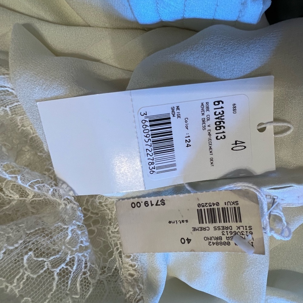 Vanessa Bruno 100% silk cream color dress EU size 40/US size 8, new with tags - Picture 6 of 13